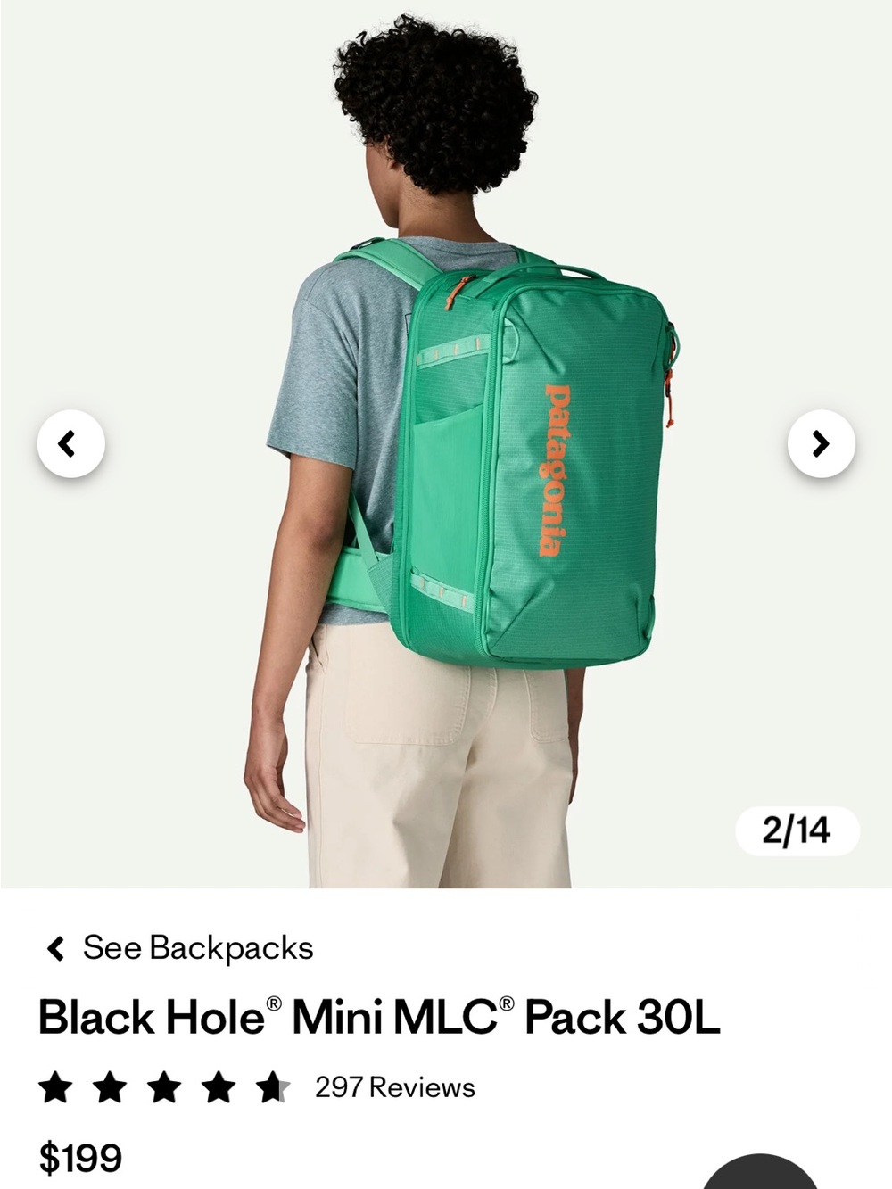 Patagonia Black Hole Mini MLC Pack 30L DISCONTINUED COLOR Gray/Teal - Picture 3 of 5